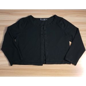 Black 3/4 Sleeve Crop Length Cardigan